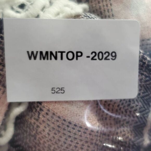 Jolt Women's XL Pink Plaid Button Down Shirt Lace Back Sheer Contrast Long Sleev - Picture 8 of 8